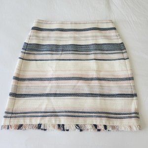 Women's LOFT Multicolor Striped Woven Fringe Hem Mini Skirt